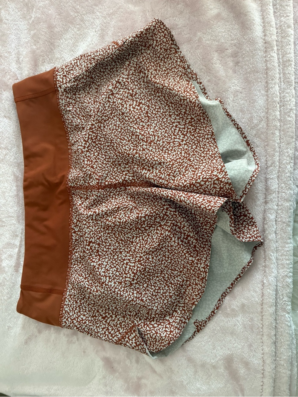 Athleta Rust & White Micro-Print Athletic Shorts